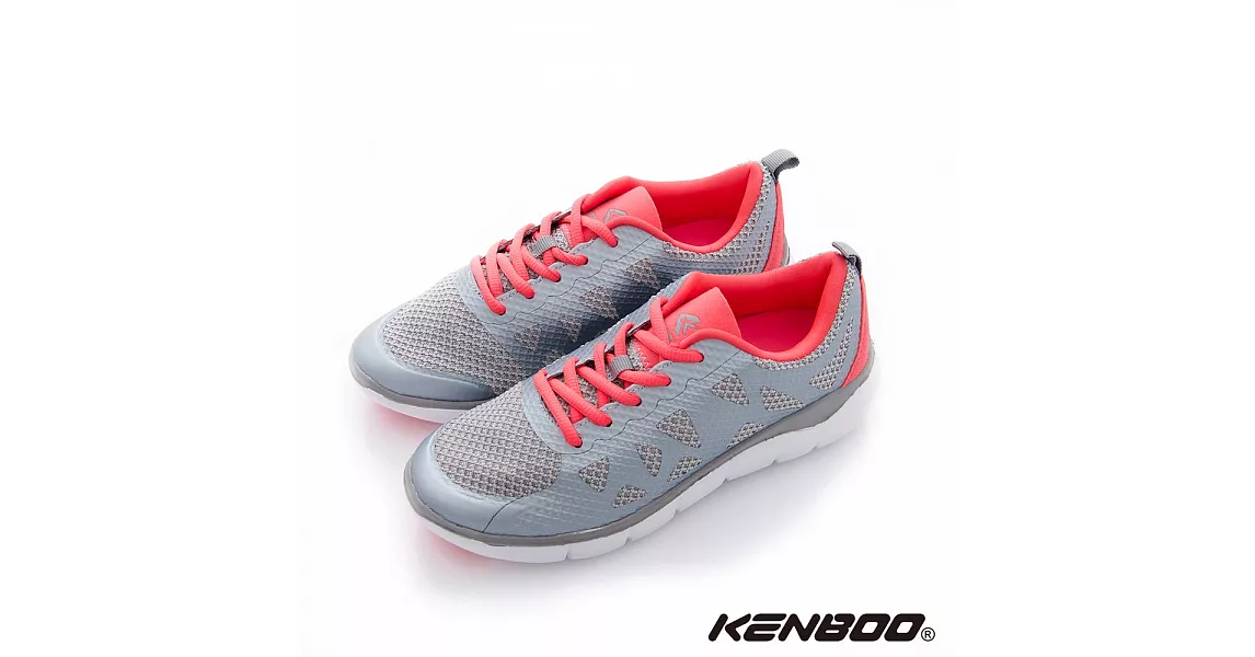 KENBOO(女)- 虛實之間 輕量透氣加高慢跑鞋6.5灰