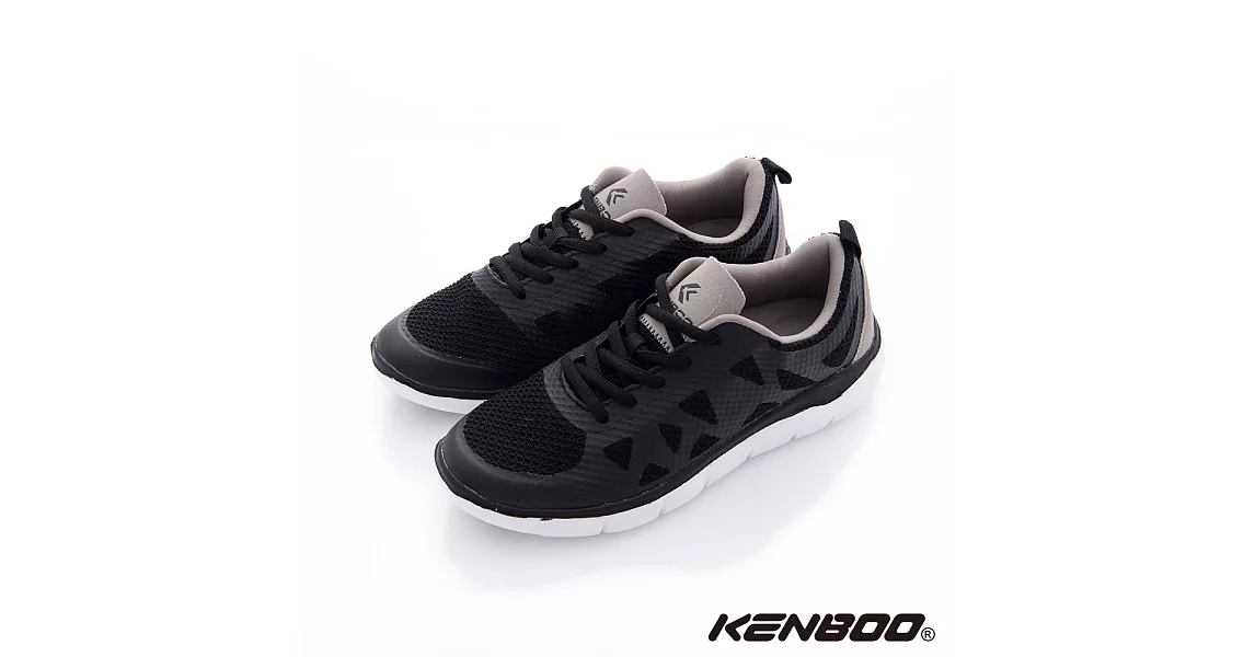KENBOO(女)- 虛實之間 輕量透氣加高慢跑鞋7黑