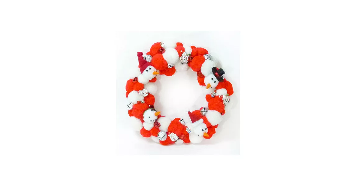 絨毛球聖誕花圈(紅白雙色系)YS-VW024001