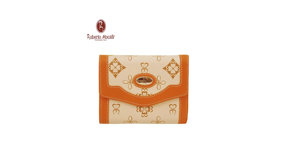 義大利《Roberto Mocali》典雅20卡中翻頁短夾(駝)(RM-12261)