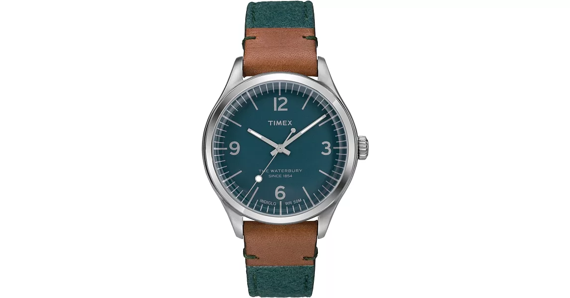 【TIMEX】天美時 Waterbury系列城市風尚手錶 (綠面/咖啡 TXT2P95700)