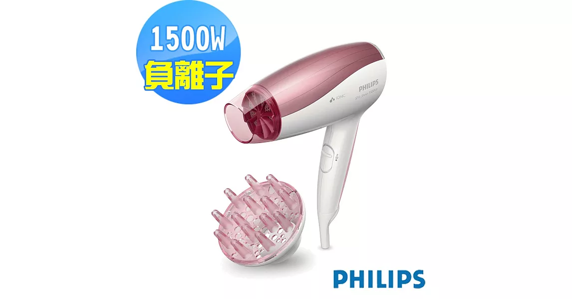 PHILIPS 飛利浦SPA Shine負離子柔護吹風機 HP8221(附烘罩+吹嘴)