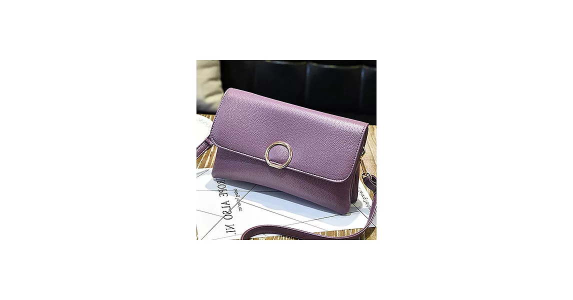 【L.Elegant】 韓版時尚信封雙層手拿肩背斜跨包 (共二色) 紫藕色