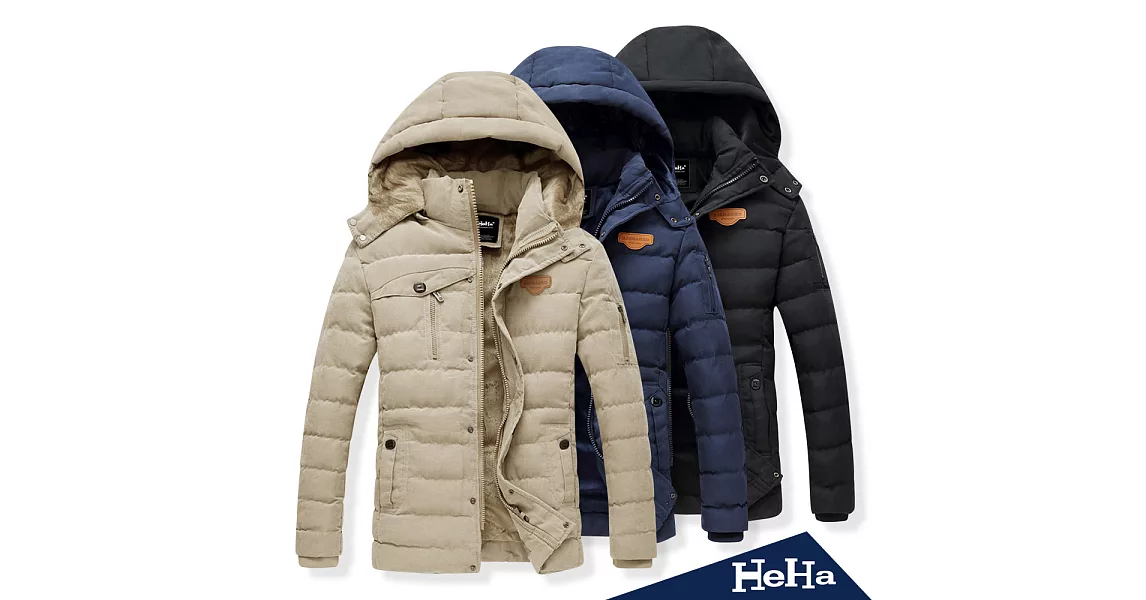 外套刷毛加厚可拆連帽保暖外套三色-HeHa-3XL（卡其）