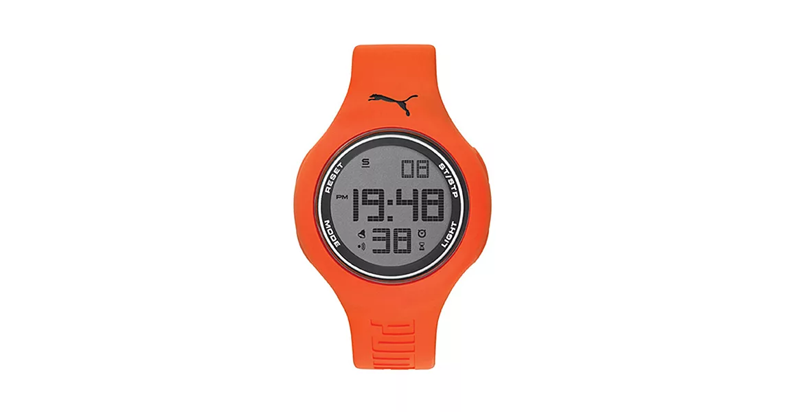 PUMA 跳色韻律 PU錶帶 運動時尚腕錶-橘/44mm