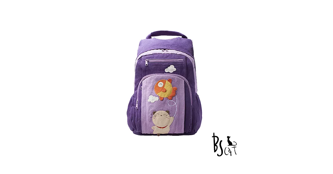 ABS貝斯貓 可愛貓咪拼布 雙肩後背包 背包 88-199紫色