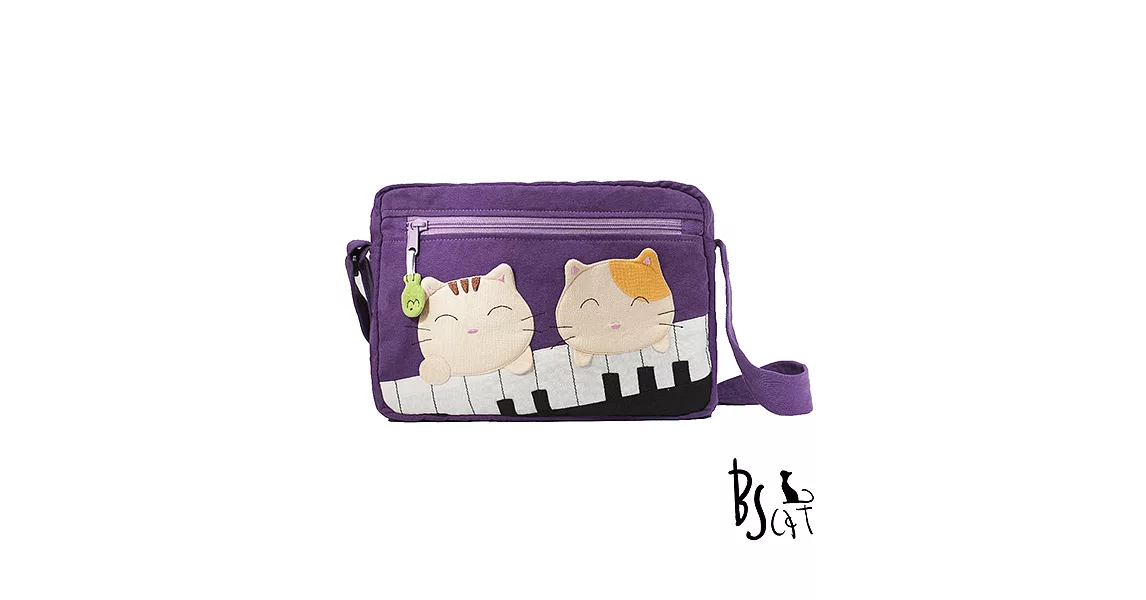 ABS貝斯貓 可愛貓咪拼布 側背包 肩背包 88-201紫色