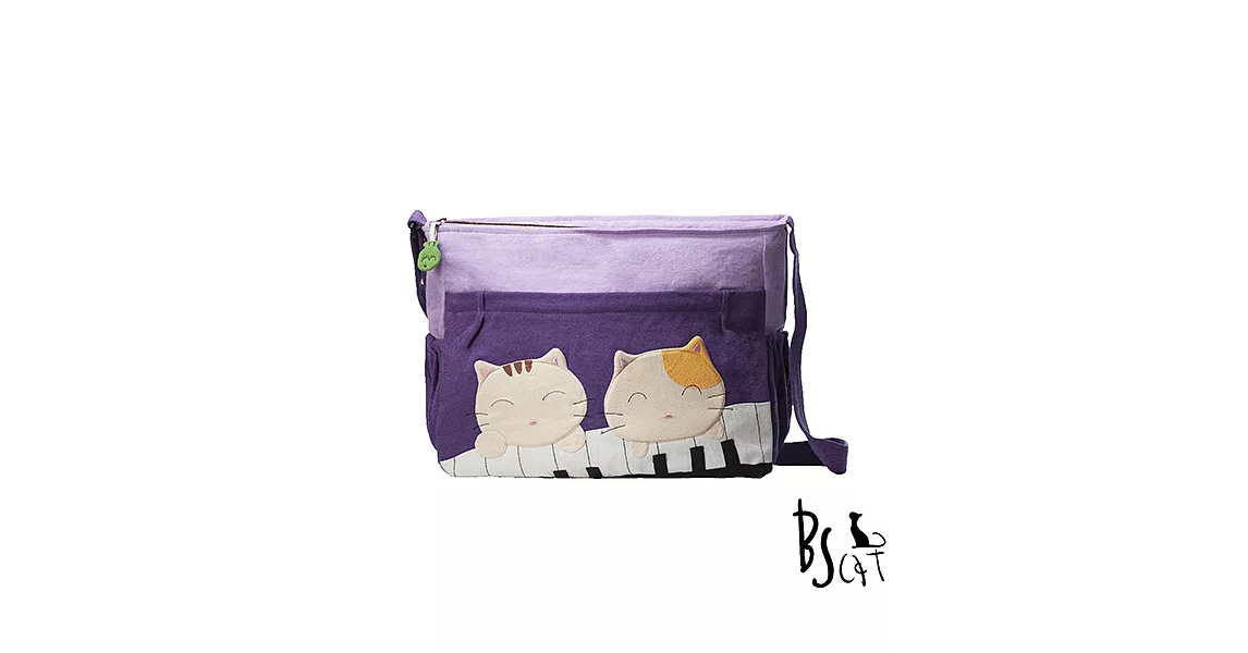 ABS貝斯貓 可愛貓咪拼布 肩背包 斜揹包 88-213紫色