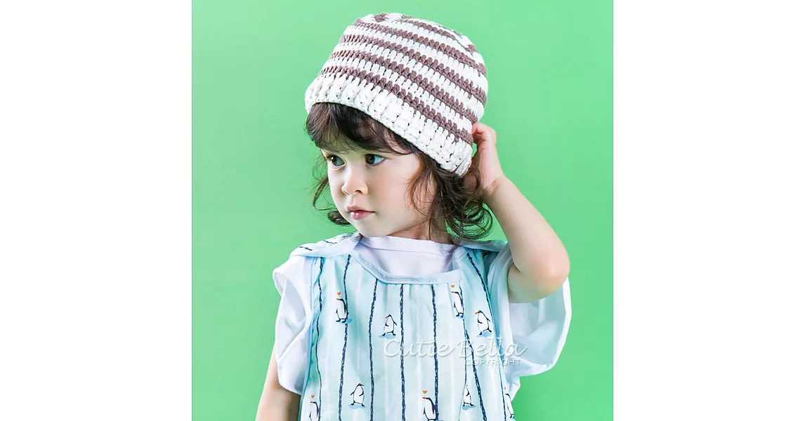 Cutie Bella手工編織帽Stripe-CreamBrown