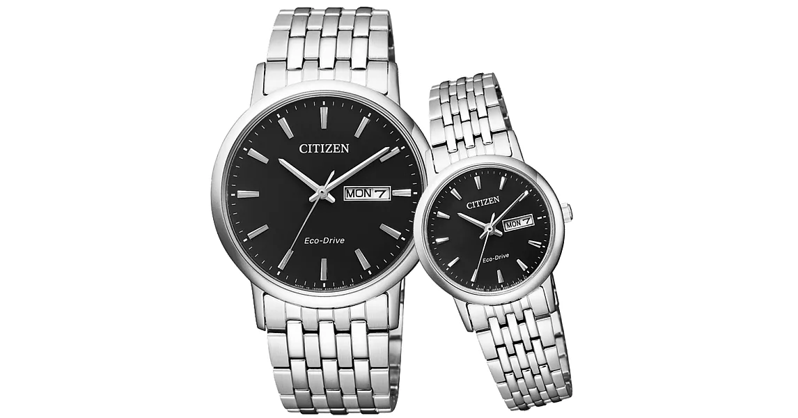 CITIZEN Eco-Drive 沉穩簡約星日期對錶