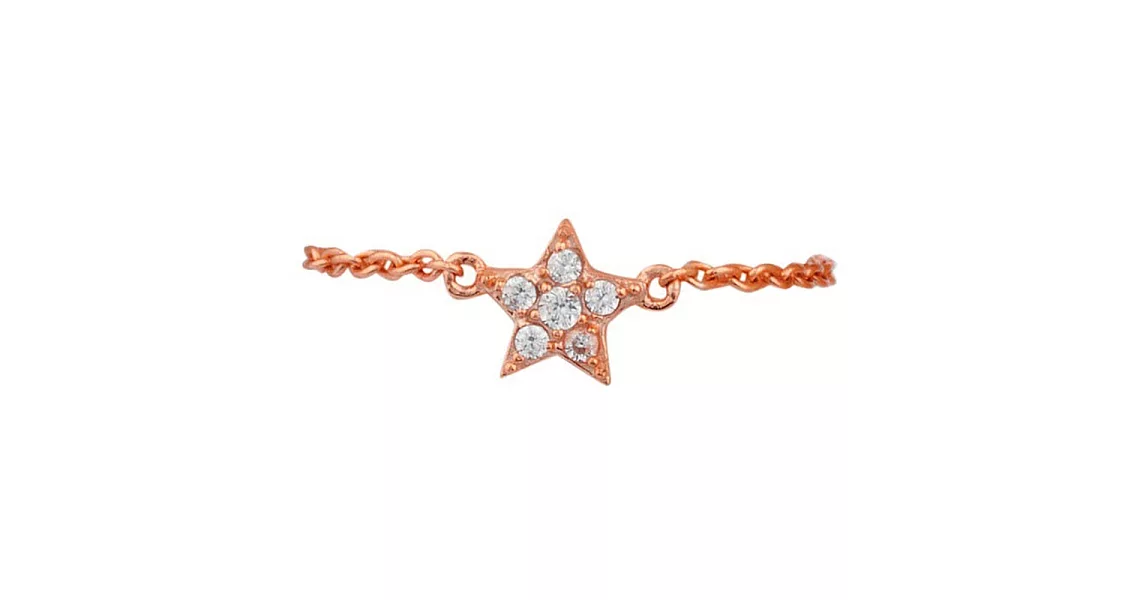 SHASHI 紐約品牌 Star Chain 鑲鑽星星鍊戒 玫瑰金