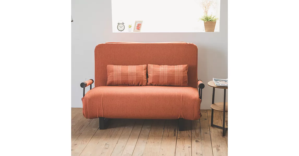 Peachy Life 日系機能獨立筒設計厚實沙發床/和室椅(5色可選)橘