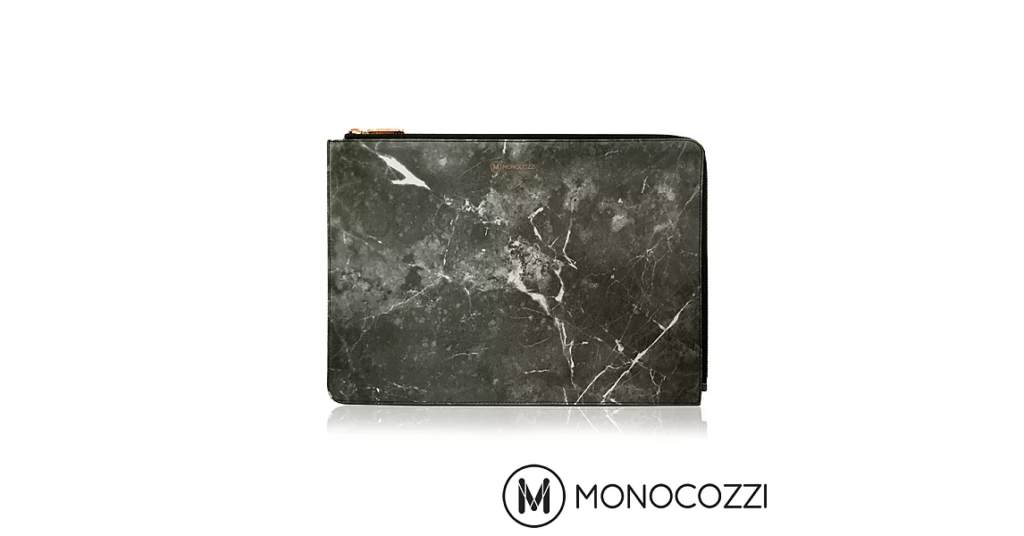 MONOCOZZI POSH 系列 MacBook Pro 13 吋 (2016 Touch ID) 專用皮革保護袋 - 大理石黑