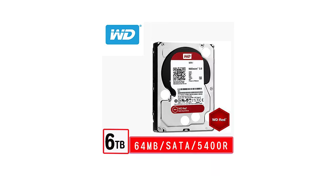 WD 威騰 紅標 3.5吋/6TB/5400轉/64MB NAS硬碟 (WD60EFRX)