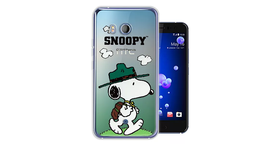 史努比/SNOOPY 正版授權 宏達電 HTC U11 5.5吋 漸層彩繪軟式手機殼(郊遊)