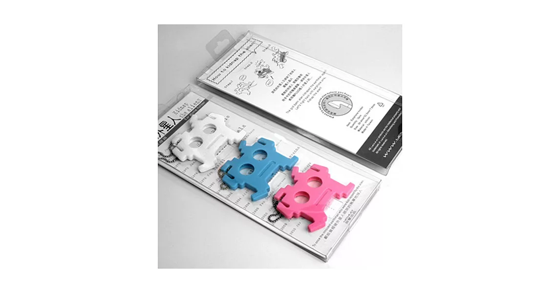 綁架外星人耳機捲線器(耳塞式)三入裝 白色+藍色+粉紅