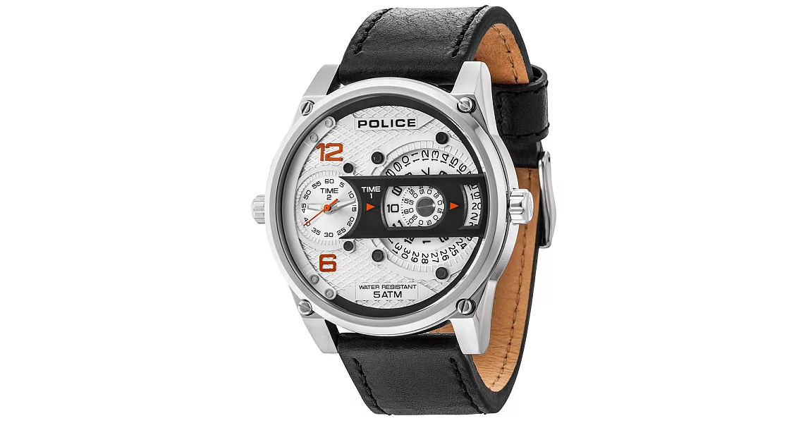 POLICE 公轉進行曲雙時區時尚腕錶-14835JS-04