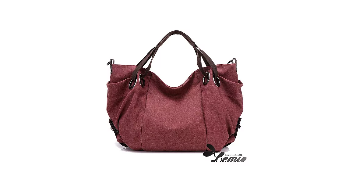 【Lemio】韓版單肩斜跨旅行大收納帆布包(子咖)