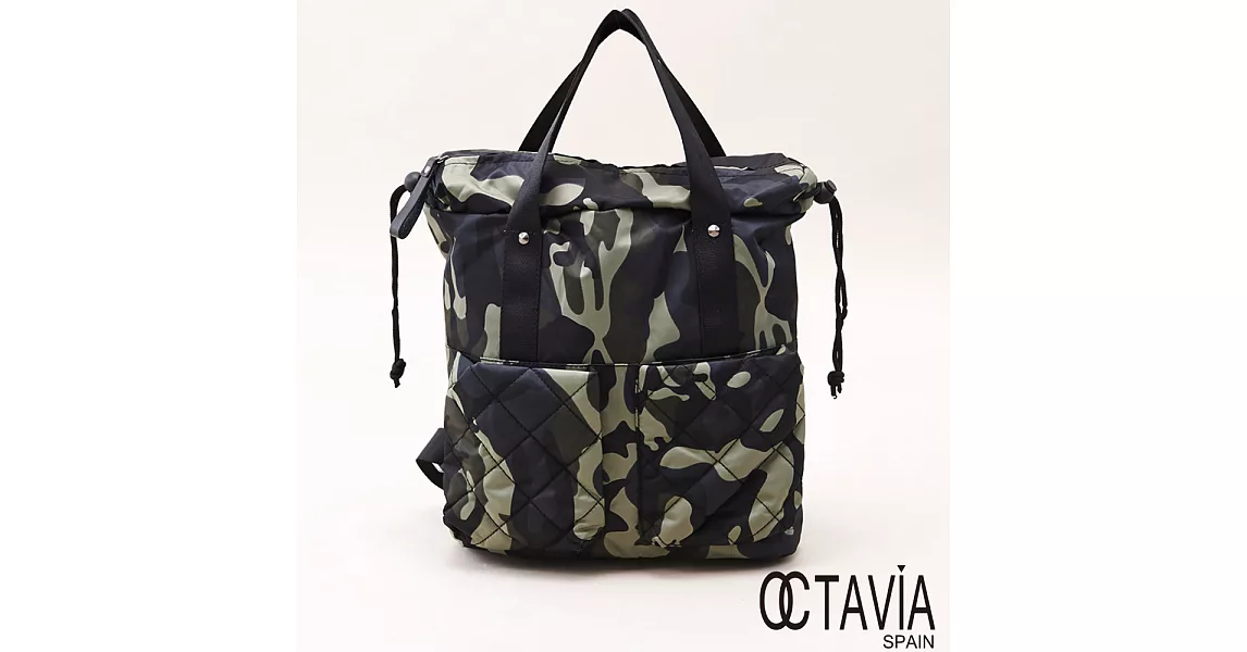 OCTAVIA - 生活的實戰 鋪棉斜紋雙口袋手提後背包 -