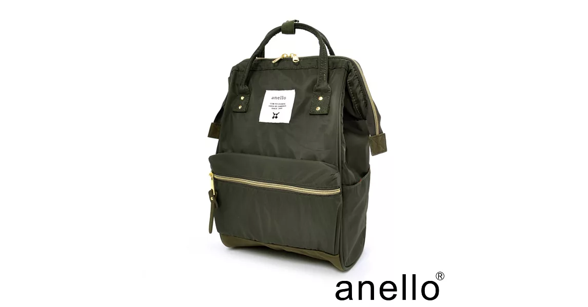 【日本正版anello】高密度光澤感尼龍後背包《卡其綠 KH》M尺寸