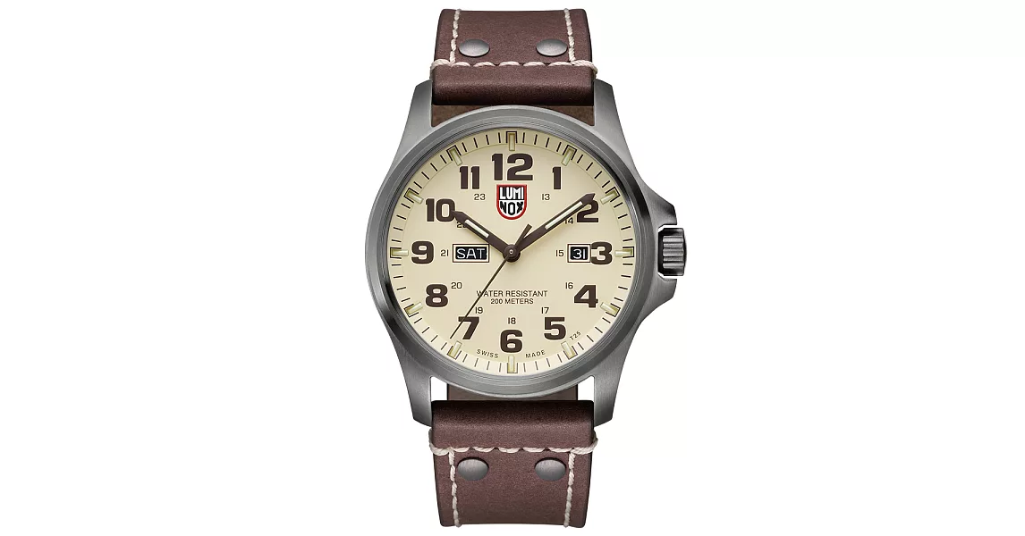 LUMINOX 雷明時 ATACAMA戰場系列藍寶鏡面腕錶-卡其x棕時標/45mm A1927