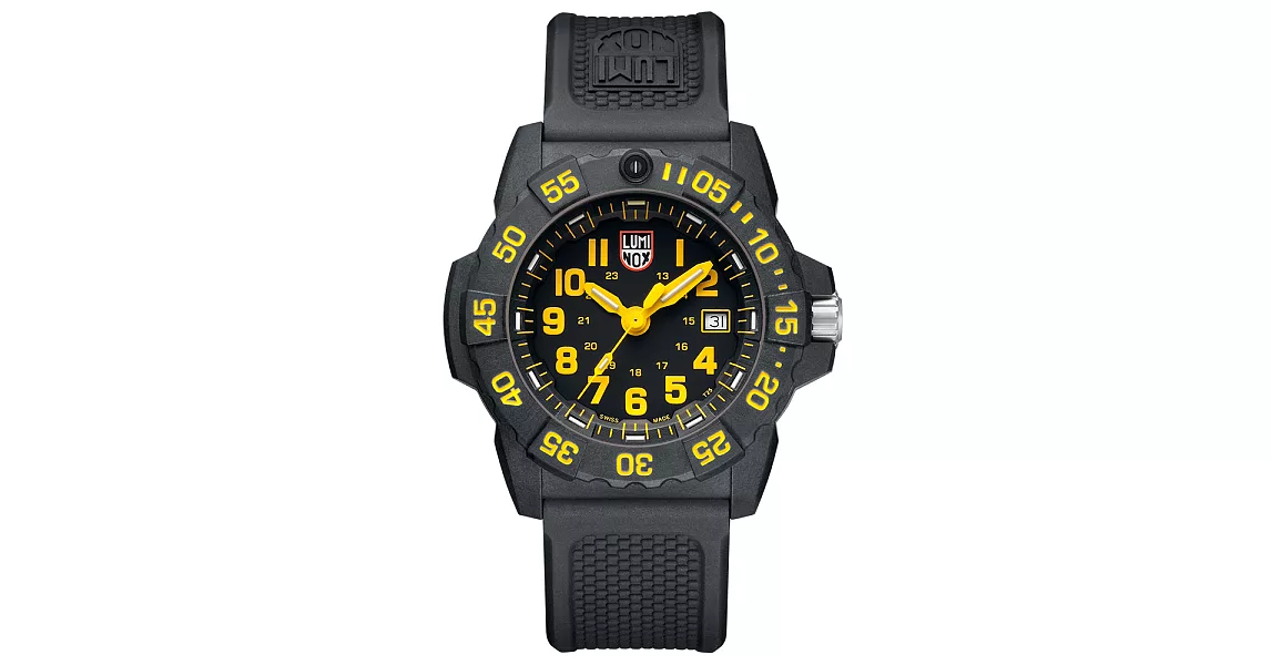 LUMINOX 雷明時NAVY SEAL 3500全新海豹2代系列腕錶-黃x白時標/45mm A3505