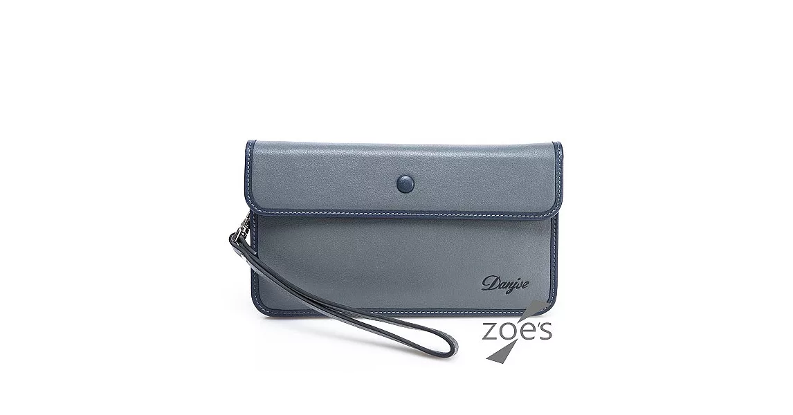 【Zoe’s】頂級牛皮 平紋 手機皮夾 手拿包 (品味灰)