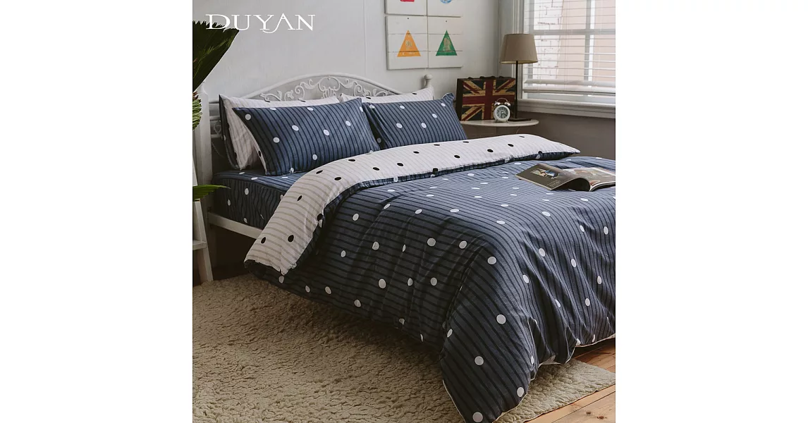 《DUYAN 竹漾》台灣製 100%頂級純棉雙人床包被套四件組-繁星點點