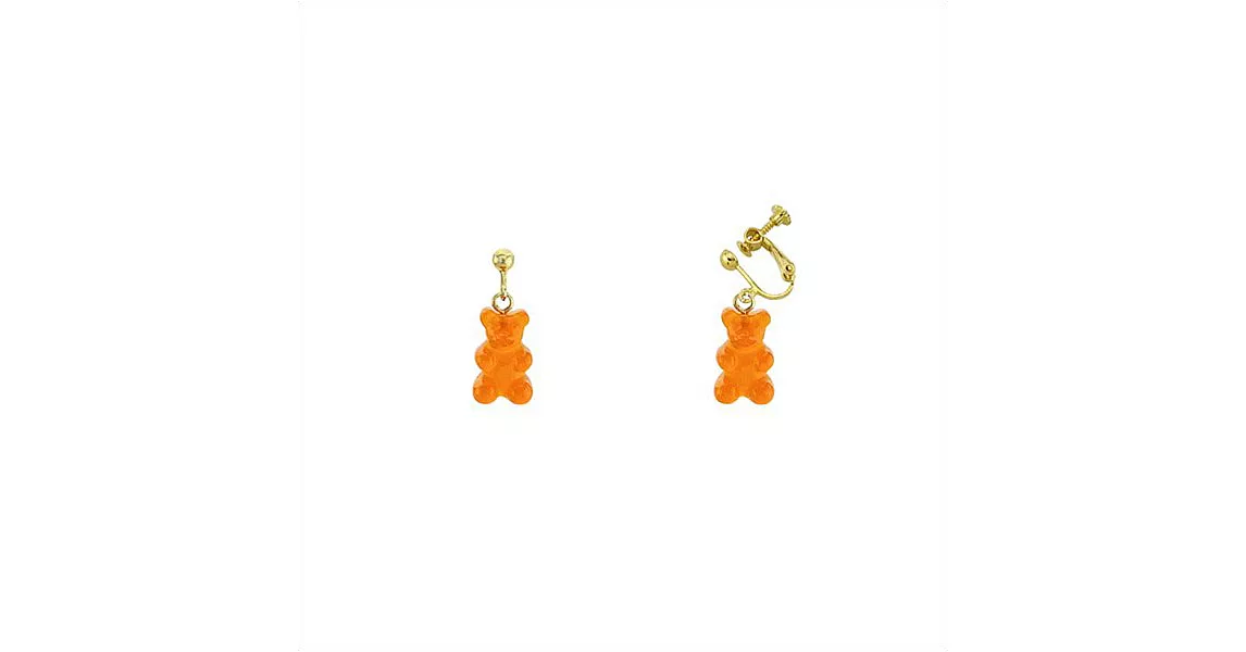 Snatch 小熊軟糖QQ手作耳夾 - 橘子口味熊 / Snatch QQ Gummy Bear Handmade Ear Clips - Orange