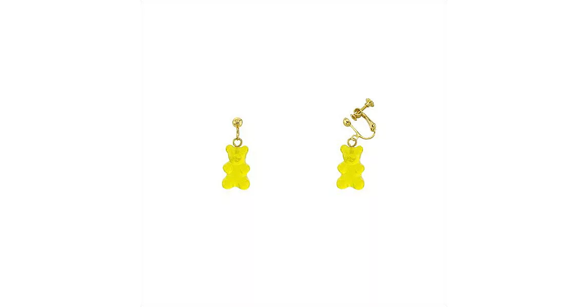 Snatch 小熊軟糖QQ手作耳夾 - 鳳梨口味熊 / Snatch QQ Gummy Bear Handmade Ear Clips - Yellow