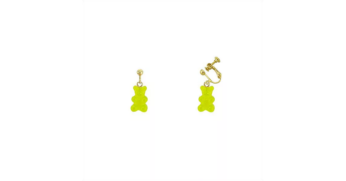 Snatch 小熊軟糖QQ手作耳夾 - 萊姆口味熊 / Snatch QQ Gummy Bear Handmade Ear Clips - Lime Green