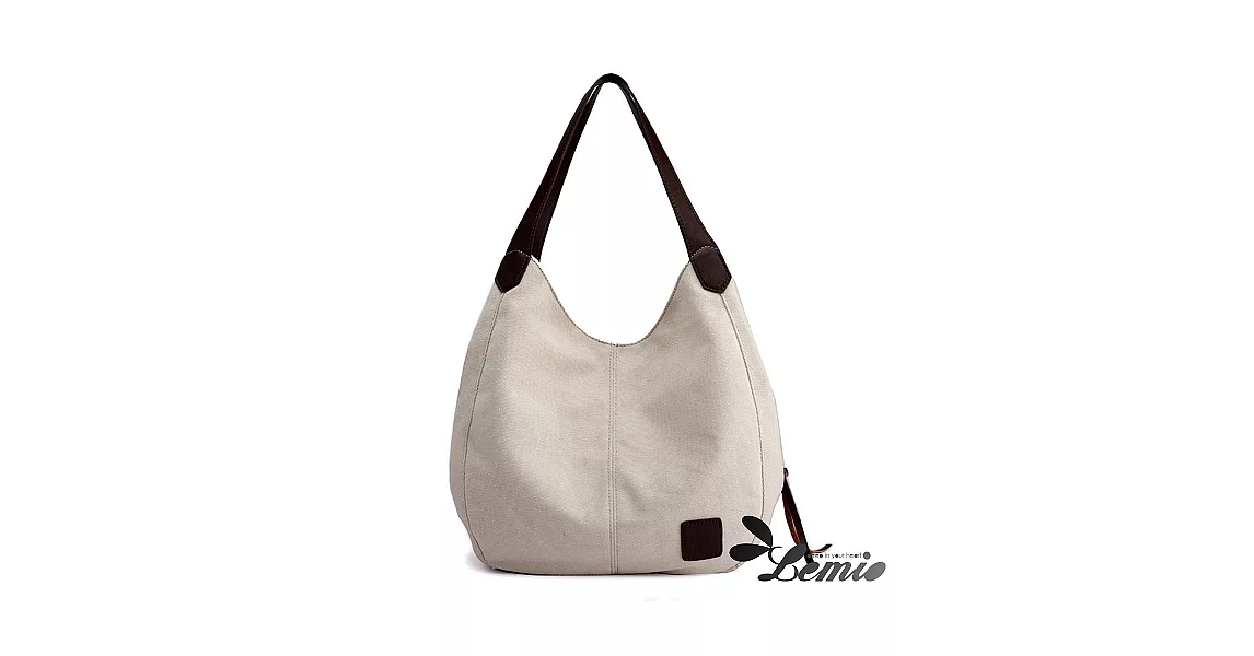 【Lemio】韓系帆布女包單肩大容量圓筒包(品味白)