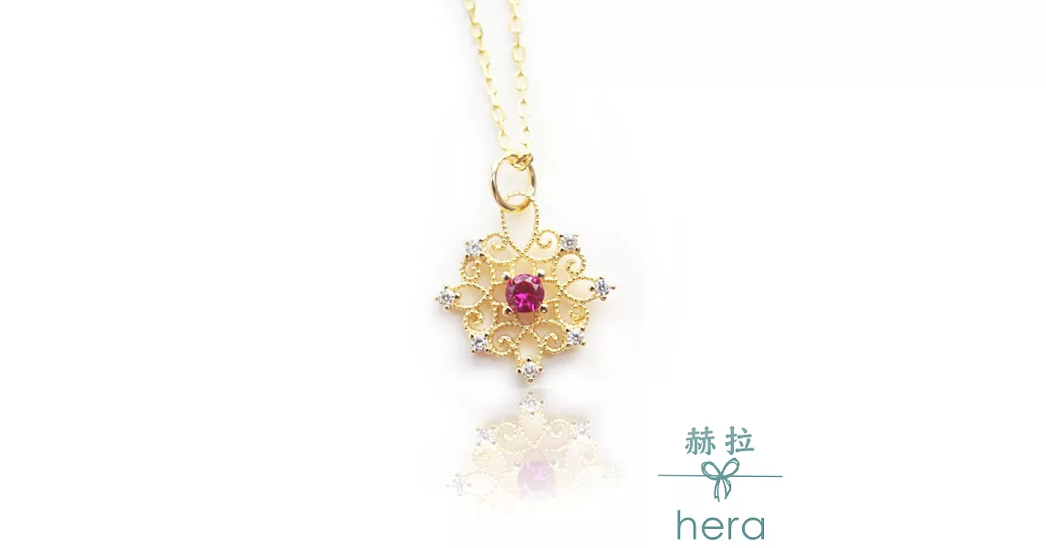 【Hera】鳶尾花紅剛玉純銀項鍊紅剛玉