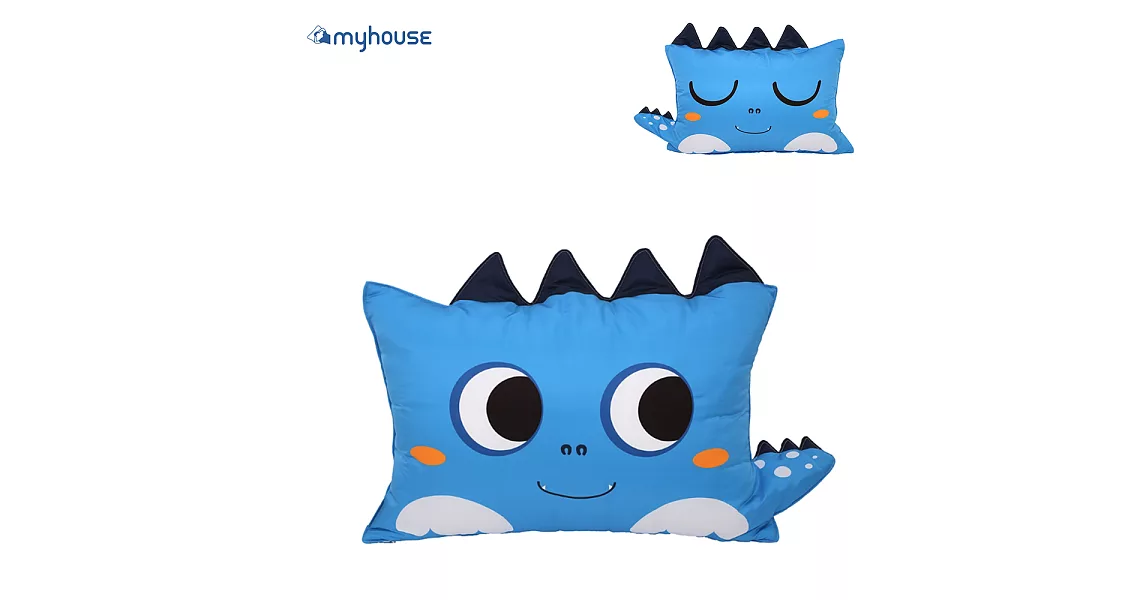 【MYHOUSE】韓國防蟎抗敏可愛動物夥伴雙面枕頭套 - 六款枕頭套-恐龍