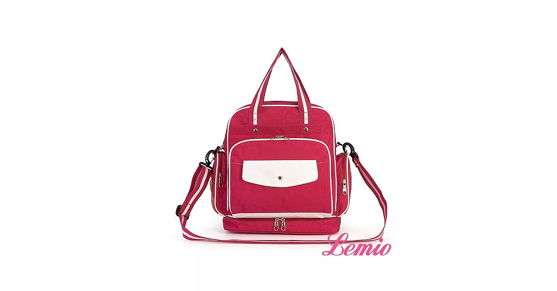 【Lemio】多功能多收納雙肩三用媽咪尿布包(熱情紅)