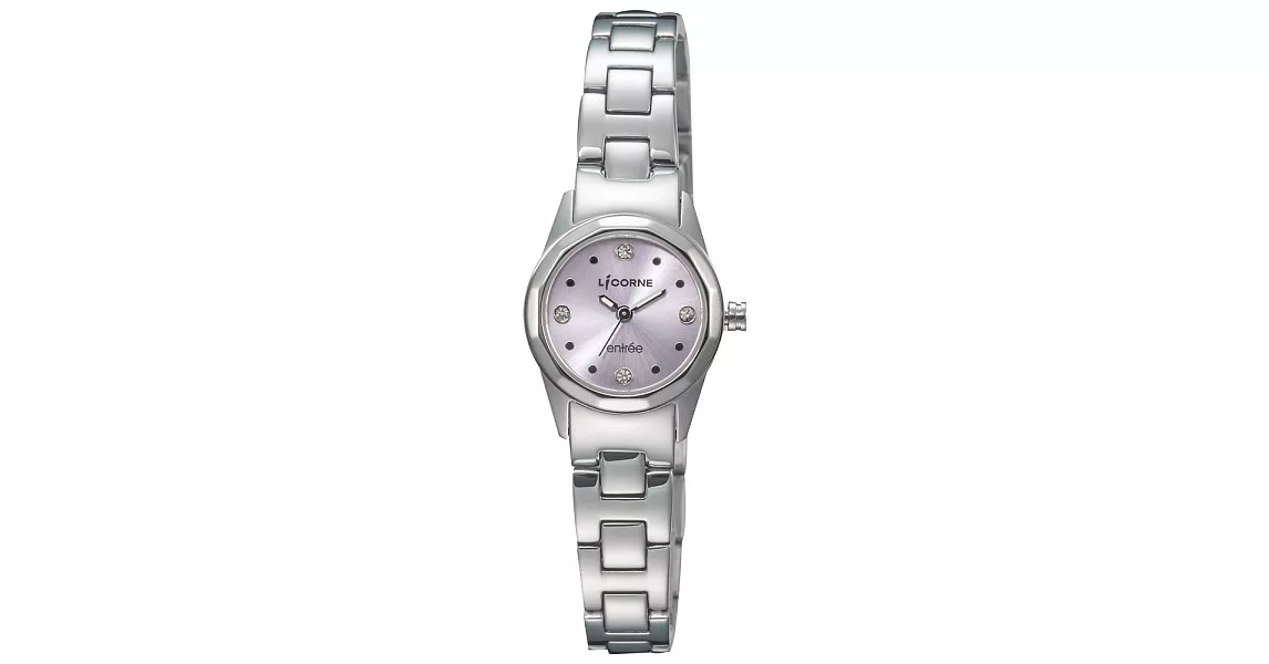 【LICORNE力抗錶】晶鑽時刻城市手錶 (粉紫/銀 LT078LWVS)