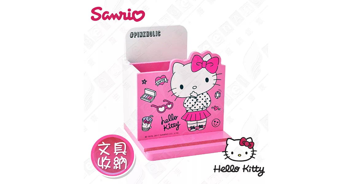 【Hello Kitty】三麗鷗凱蒂貓桌上直式 鉛筆收納盒 筆筒 手機架 文具收納(正版授權)