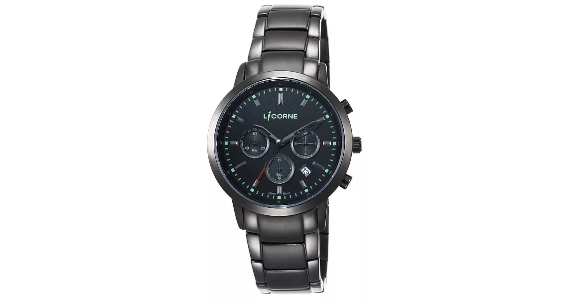 【LICORNE力抗錶】撼動系列 城市時尚三眼計時手錶(黑綠/黑 LT135MBBI-B)