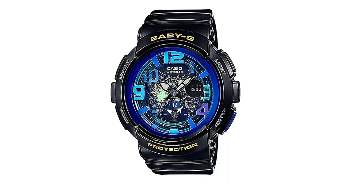 【CASIO】卡西歐 BABY-G系列 旅行玩味風格電子錶(黑x藍 BGA-190GL-7B)