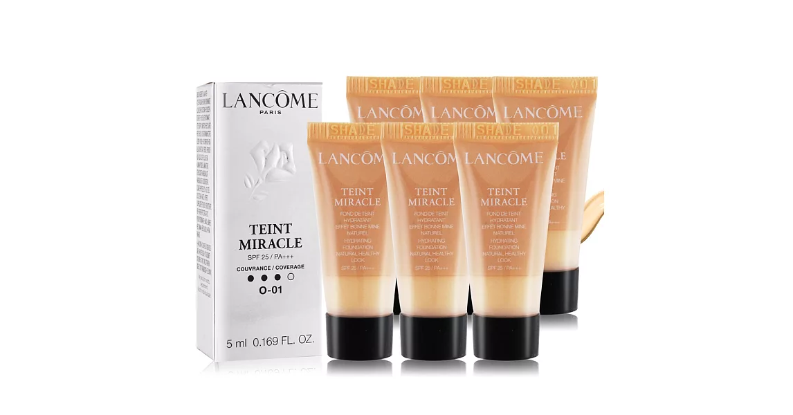 LANCOME 蘭蔻 水感奇蹟恆久光粉底SPF25/PA+++#O-01(5mlX6)正貨容量組-百貨公司貨