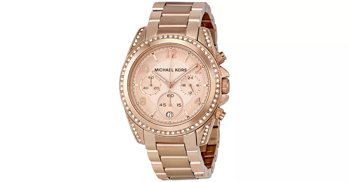 Michael Kors 玫瑰金 瑰麗晶鑽腕錶MK5263