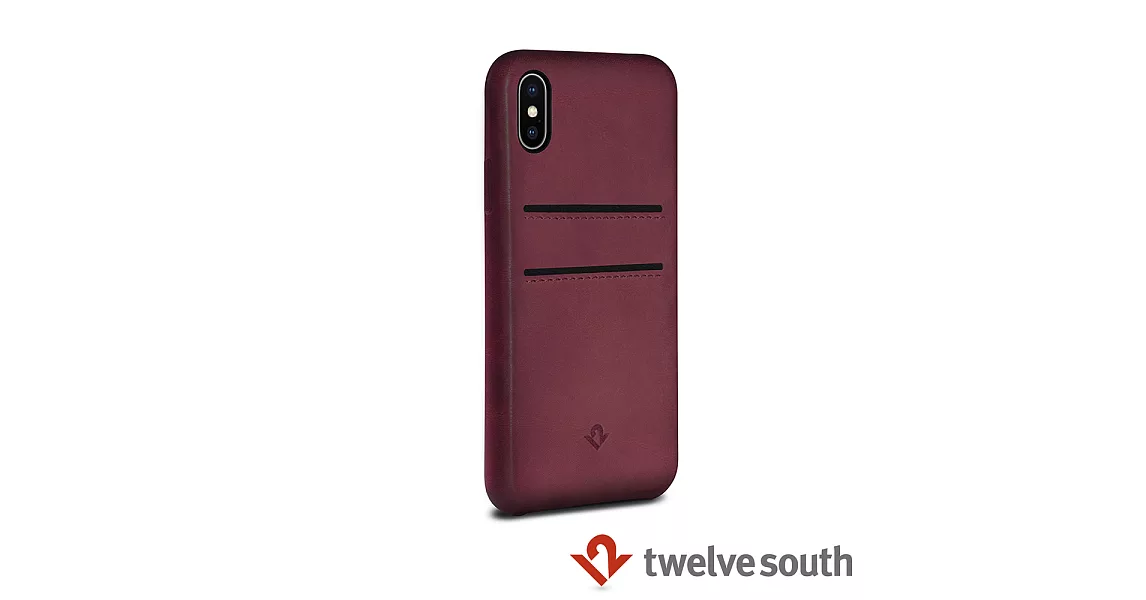 Twelve South Relaxed Leather iPhone X 卡夾皮革保護背蓋 (瑪莎拉酒紅)