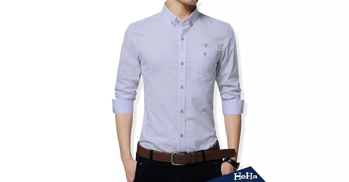 印花修身棉質長袖襯衫四色-HeHa-3XL（白色）