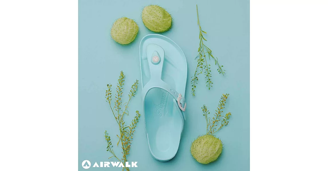 AIRWALK(女) -AB拖 EVA中性T字羅馬夾腳拖鞋US4薄荷綠