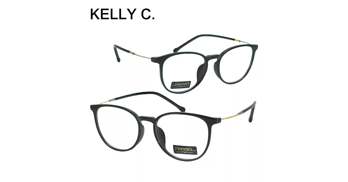 【KEL MODE 光學眼鏡】英倫風復古圓框光學眼鏡(#3196)亮黑
