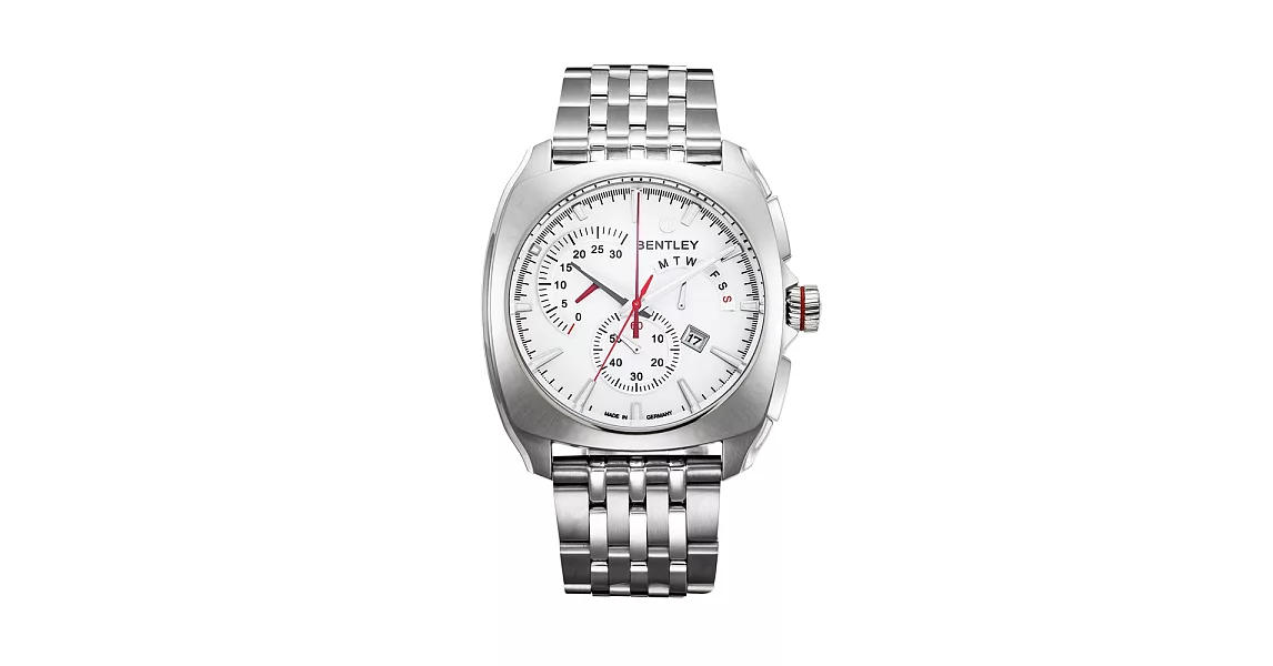 【BENTLEY】賓利 Solstice系列 黑暗紳士計時手錶   (白面/銀色鋼帶 BL1681-60000)