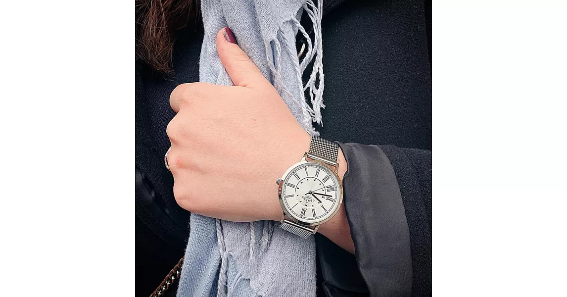 Camden Watch｜時尚氣質 英倫羅馬數字腕錶/金屬錶帶(銀)不鏽鋼銀