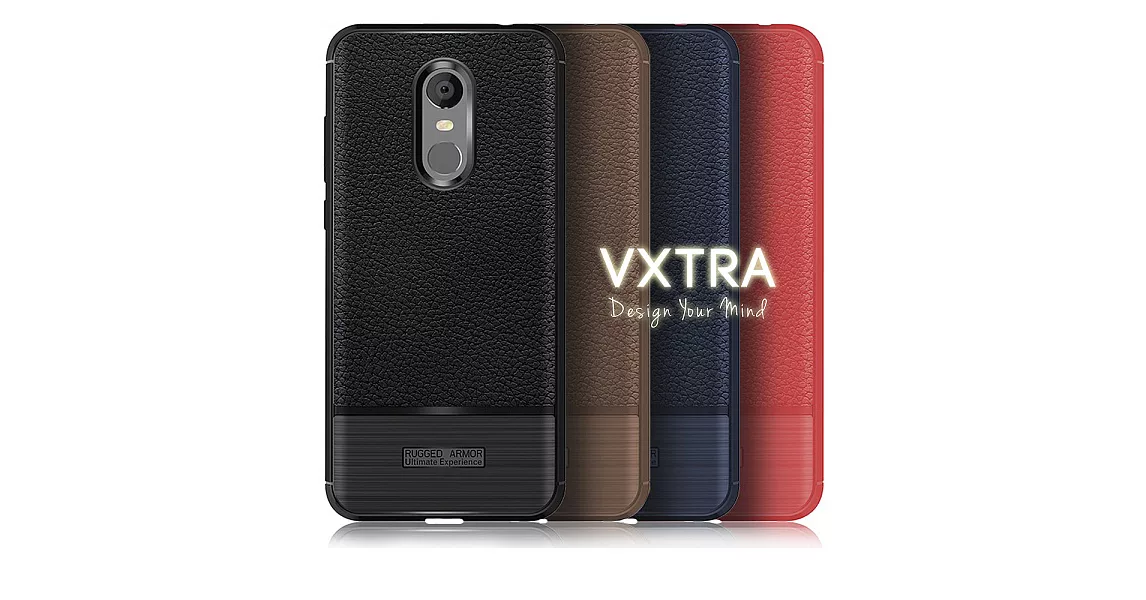 VXTRA 紅米5 手感皮紋風 軟性手機殼暗藍