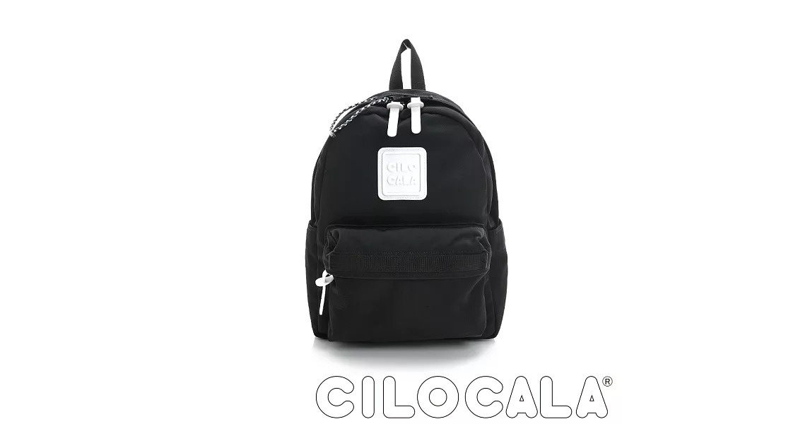 【CILOCALA】亮彩尼龍防潑水後背包 (中)黑色