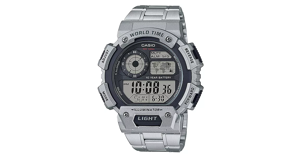 CASIO 地球海坪岸10年電力運動腕錶-AE-1400WHD-1AVDF